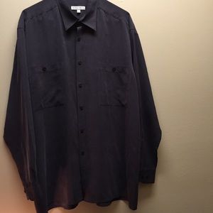 100% silk button down